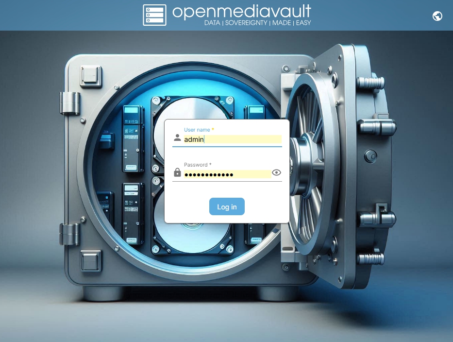 Ekran logowania do panelu OpenMediaVault