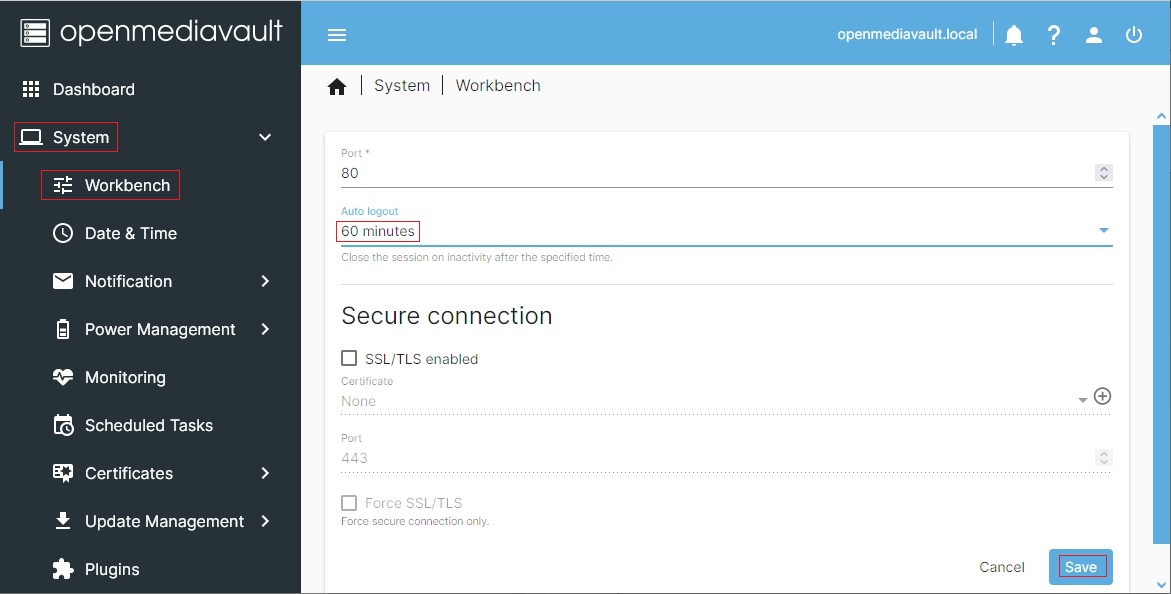 Sekcja Workbench w OMV